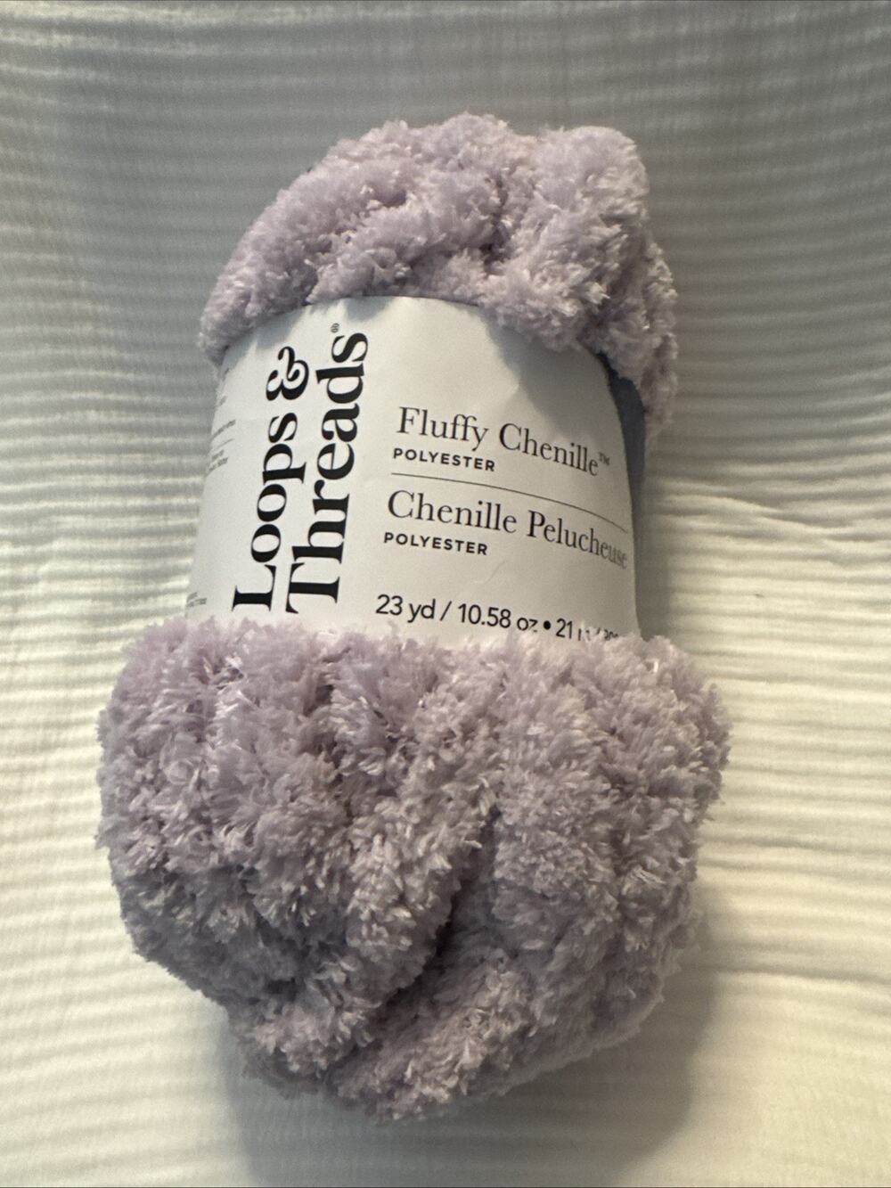 New LOOPS & THREADS Fluffy Chenille Yarn Lilac Lavendar Purple Crochet Knit